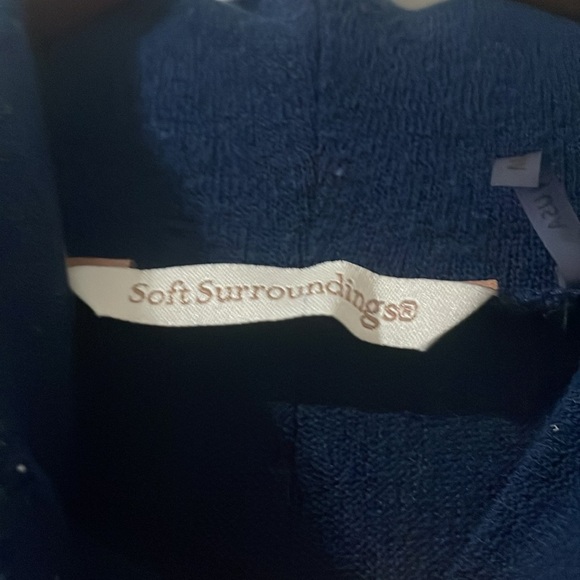 SOFT SURROUNDINGS Crescent Moon Tunic Blue Sweater Top Dress Hi Low Turtleneck L - Picture 4 of 8